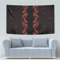 Hawaii Japan Koi Fish Red Tapestry Tapa Pattern - Polynesian Pride