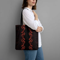 Hawaii Japan Koi Fish Red Tote Bag Tapa Pattern - Polynesian Pride