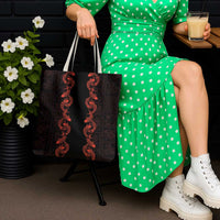 Hawaii Japan Koi Fish Red Tote Bag Tapa Pattern - Polynesian Pride