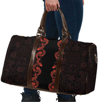 Hawaii Japan Koi Fish Red Travel Bag Tapa Pattern - Polynesian Pride