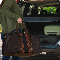 Hawaii Japan Koi Fish Red Travel Bag Tapa Pattern - Polynesian Pride