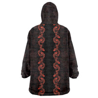 Hawaii Japan Koi Fish Red Wearable Blanket Hoodie Tapa Pattern LT01 - Polynesian Pride