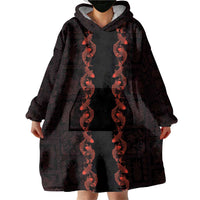 Hawaii Japan Koi Fish Red Wearable Blanket Hoodie Tapa Pattern LT01 - Polynesian Pride