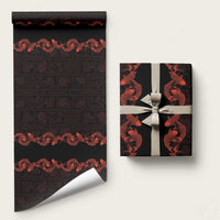 Hawaii Japan Koi Fish Red Wrapping Paper Tapa Pattern LT01 58" × 23" Red - Polynesian Pride