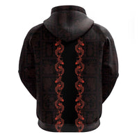 Hawaii Japan Koi Fish Red Zip Hoodie Tapa Pattern LT01 - Polynesian Pride