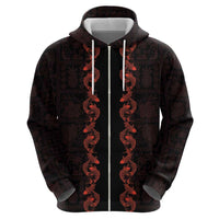 Hawaii Japan Koi Fish Red Zip Hoodie Tapa Pattern LT01 - Polynesian Pride