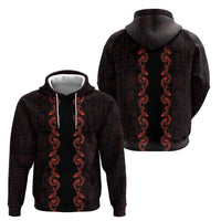 Hawaii Japan Koi Fish Red Zip Hoodie Tapa Pattern LT01 - Polynesian Pride