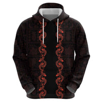 Hawaii Japan Koi Fish Red Zip Hoodie Tapa Pattern LT01 - Polynesian Pride