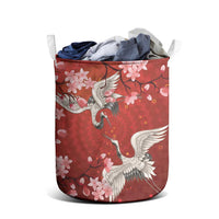 Hawaii Japan Cranes Sakura Flower Red Laundry Basket Japan Heritage Spirit LT01 - Polynesian Pride