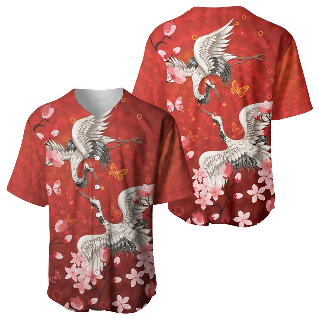 Hawaii Japan Cranes Sakura Flower Red Baseball Jersey Japan Heritage Spirit LT01 - Polynesian Pride