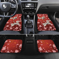 Hawaii Japan Cranes Sakura Flower Red Car Mats Japan Heritage Spirit LT01 Set 4pcs Red - Polynesian Pride
