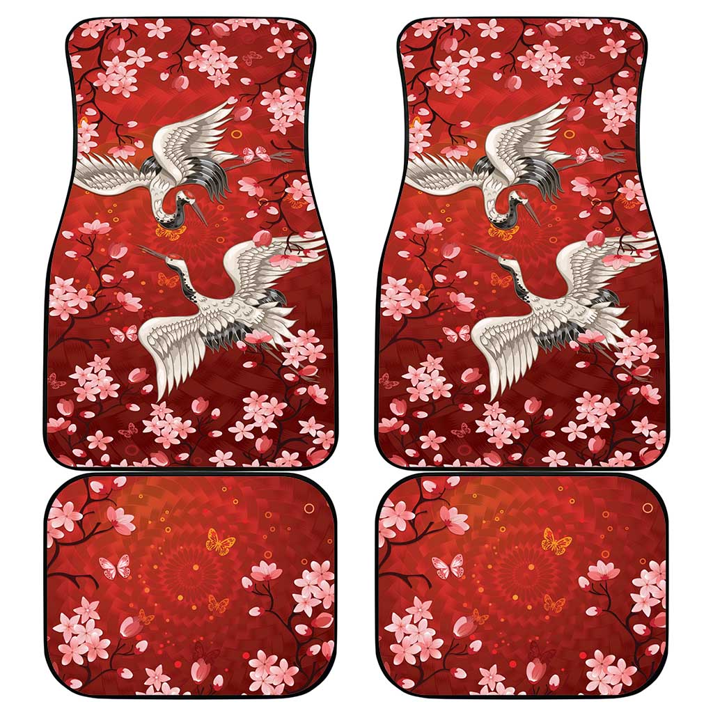 Hawaii Japan Cranes Sakura Flower Red Car Mats Japan Heritage Spirit LT01 - Polynesian Pride