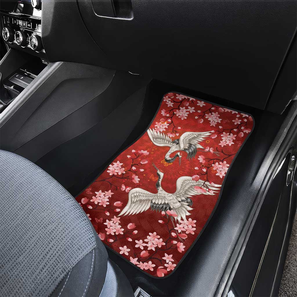 Hawaii Japan Cranes Sakura Flower Red Car Mats Japan Heritage Spirit LT01 - Polynesian Pride