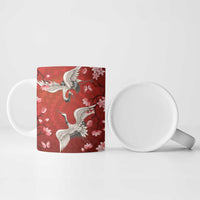 Hawaii Japan Cranes Sakura Flower Red Ceramic Mug Japan Heritage Spirit LT01 - Polynesian Pride