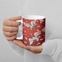 Hawaii Japan Cranes Sakura Flower Red Ceramic Mug Japan Heritage Spirit LT01 - Polynesian Pride