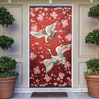 Hawaii Japan Cranes Sakura Flower Red Door Cover Japan Heritage Spirit LT01 Red - Polynesian Pride