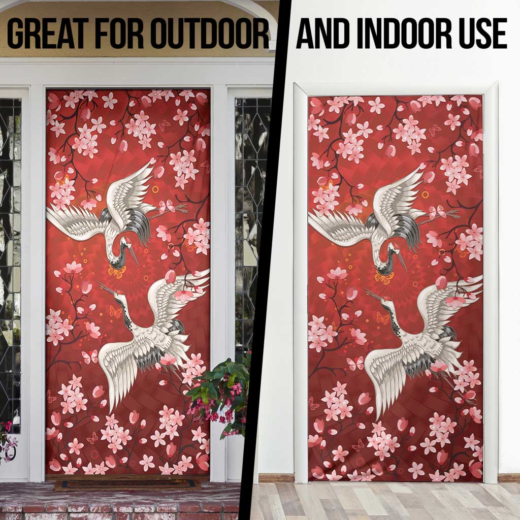 Hawaii Japan Cranes Sakura Flower Red Door Cover Japan Heritage Spirit LT01 - Polynesian Pride