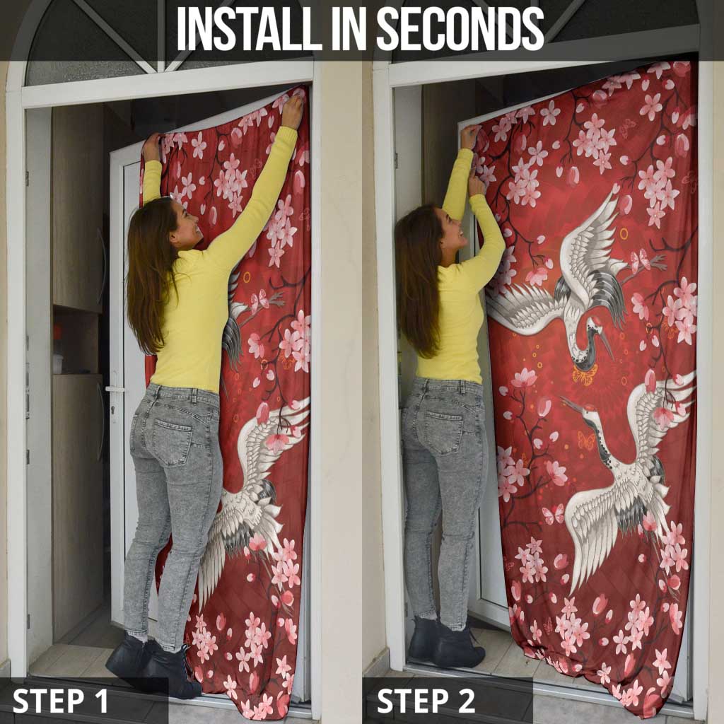 Hawaii Japan Cranes Sakura Flower Red Door Cover Japan Heritage Spirit LT01 - Polynesian Pride