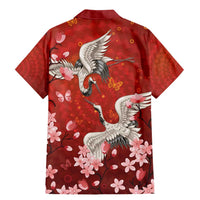 Hawaii Japan Cranes Sakura Flower Red Family Matching Mermaid Dress and Hawaiian Shirt Japan Heritage Spirit - Polynesian Pride