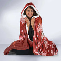 Hawaii Japan Cranes Sakura Flower Red Hooded Blanket Japan Heritage Spirit LT01 - Polynesian Pride
