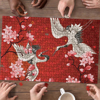 Hawaii Japan Cranes Sakura Flower Red Puzzle Japan Heritage Spirit LT01 - Polynesian Pride