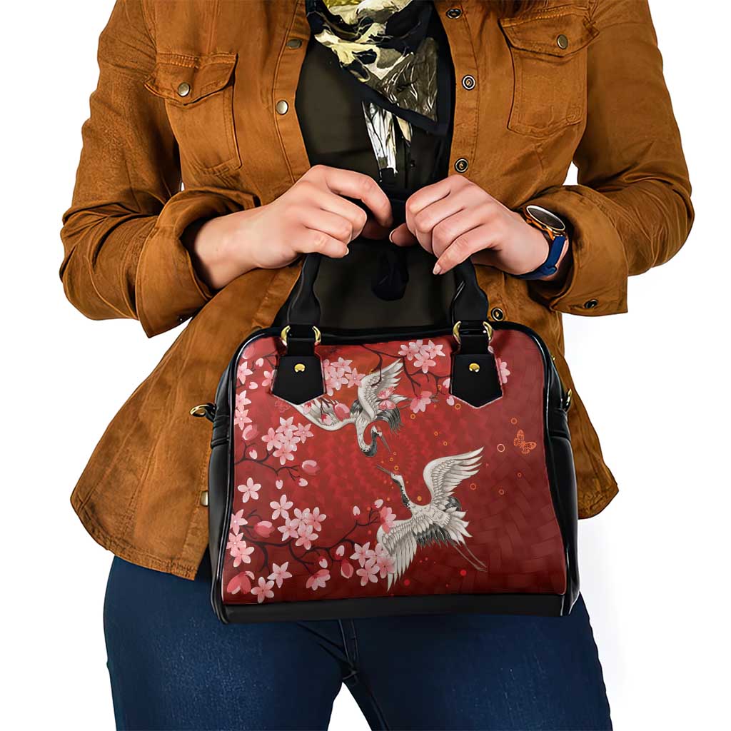 Hawaii Japan Cranes Sakura Flower Red Shoulder Handbag Japan Heritage Spirit LT01 - Polynesian Pride
