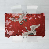 Hawaii Japan Cranes Sakura Flower Red Tablecloth Japan Heritage Spirit LT01 Red - Polynesian Pride