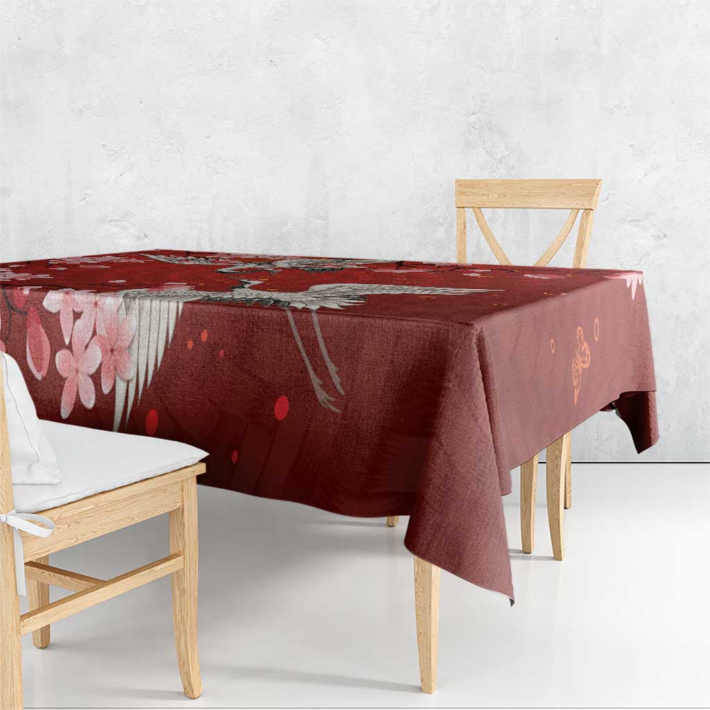Hawaii Japan Cranes Sakura Flower Red Tablecloth Japan Heritage Spirit LT01 - Polynesian Pride