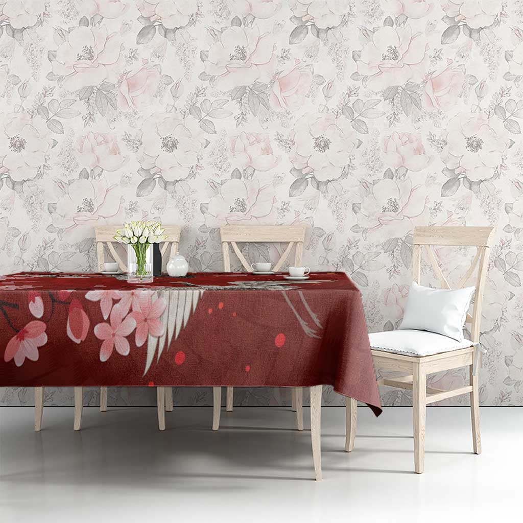 Hawaii Japan Cranes Sakura Flower Red Tablecloth Japan Heritage Spirit LT01 - Polynesian Pride