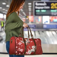 Hawaii Japan Cranes Sakura Flower Red Travel Bag Japan Heritage Spirit - Polynesian Pride