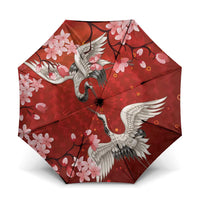 Hawaii Japan Cranes Sakura Flower Red Umbrella Japan Heritage Spirit LT01 One Size Folded 11.42 inch Opened Diameter 37.4 inch Red - Polynesian Pride