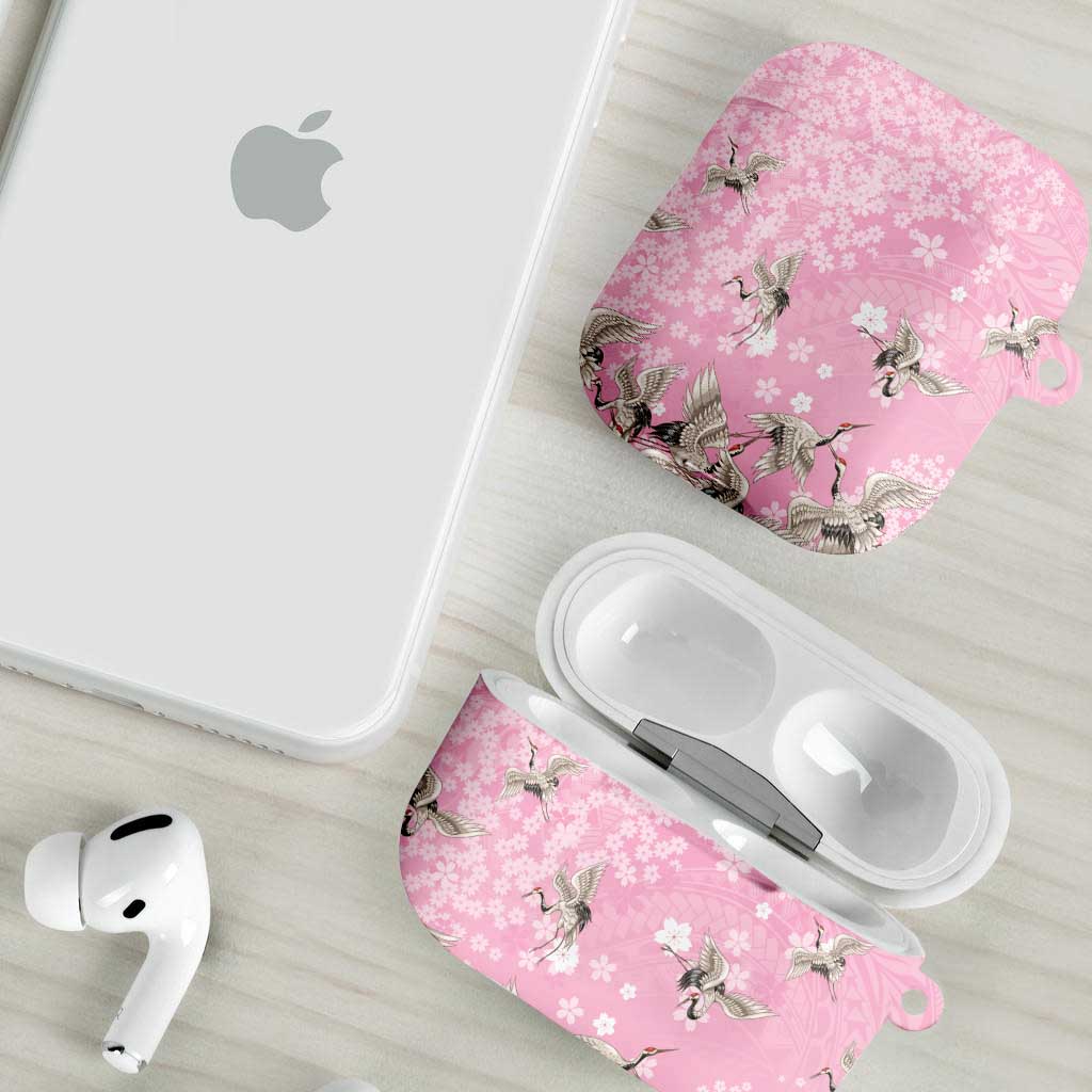 Cranes Sakura Floral Pink Pastel AirPods Case Hawaii Japan Culture LT01 - Polynesian Pride