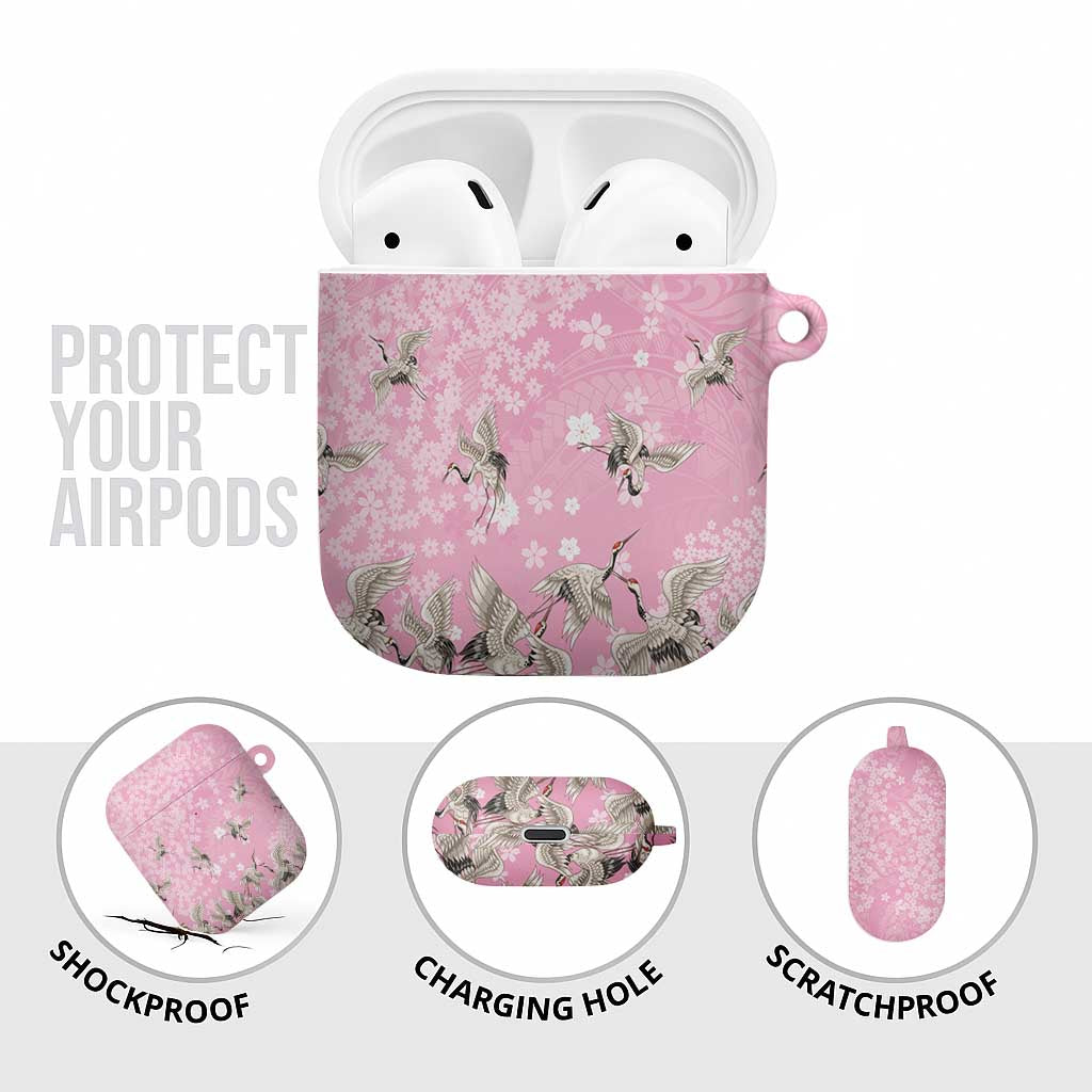 Cranes Sakura Floral Pink Pastel AirPods Case Hawaii Japan Culture LT01 - Polynesian Pride