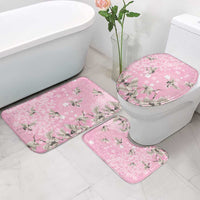 Cranes Sakura Floral Pink Pastel Bathroom Set Hawaii Japan Culture - Polynesian Pride