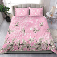 Cranes Sakura Floral Pink Pastel Bedding Set Hawaii Japan Culture - Polynesian Pride