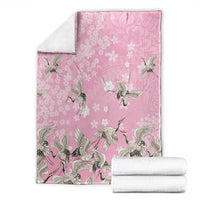 Cranes Sakura Floral Pink Pastel Blanket Hawaii Japan Culture - Polynesian Pride