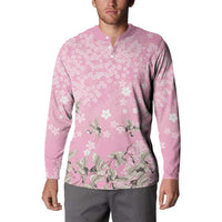 Cranes Sakura Floral Pink Pastel Button Sweatshirt Hawaii Japan Culture LT01 - Polynesian Pride