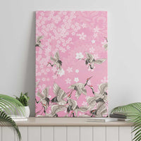 Cranes Sakura Floral Pink Pastel Canvas Wall Art Hawaii Japan Culture LT01 - Polynesian Pride