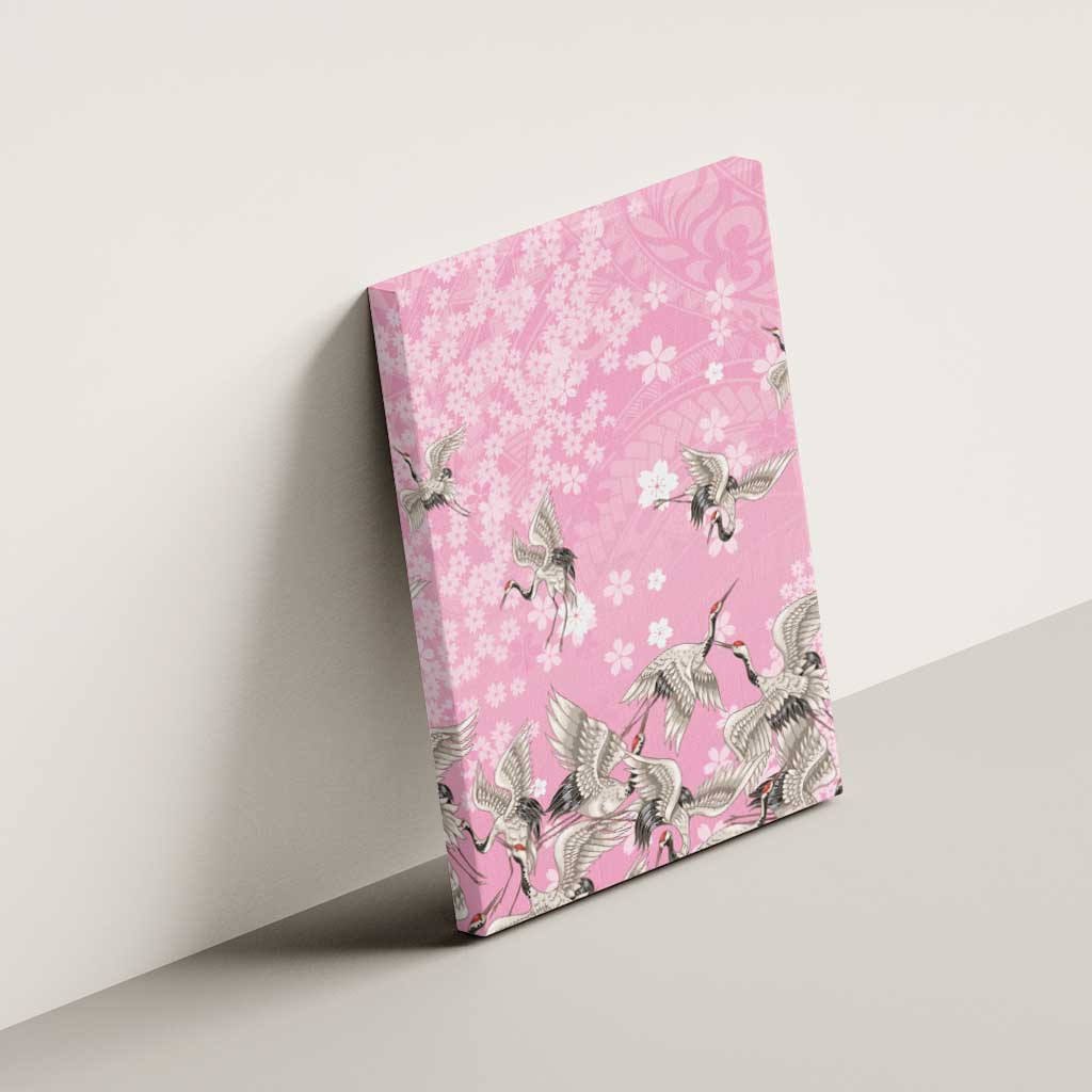 Cranes Sakura Floral Pink Pastel Canvas Wall Art Hawaii Japan Culture LT01 - Polynesian Pride