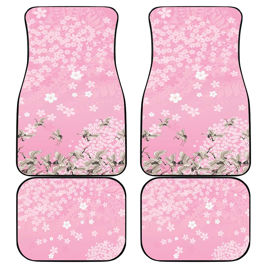 Cranes Sakura Floral Pink Pastel Car Mats Hawaii Japan Culture LT01 - Polynesian Pride