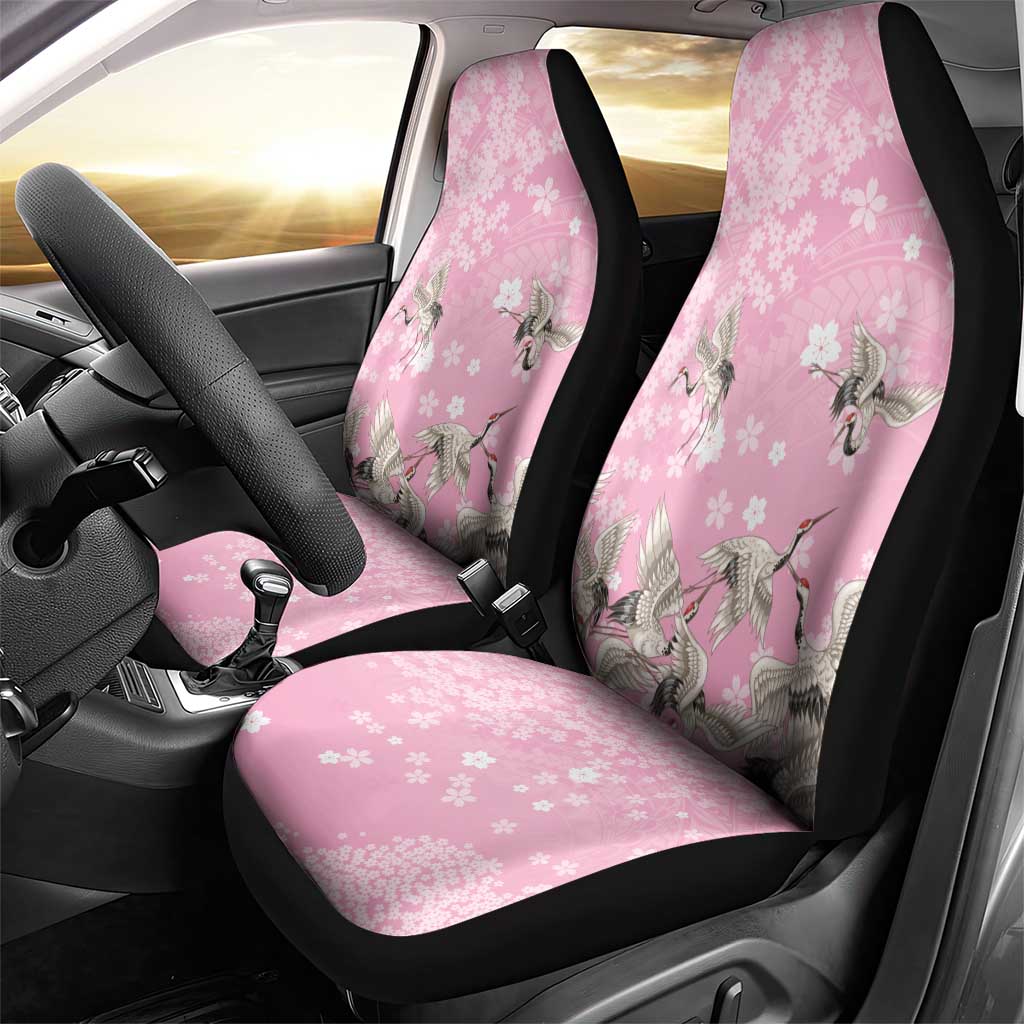 Cranes Sakura Floral Pink Pastel Car Seat Cover Hawaii Japan Culture - Polynesian Pride