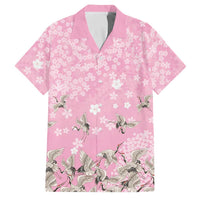 Cranes Sakura Floral Pink Pastel Family Matching Puletasi and Hawaiian Shirt Hawaii Japan Culture - Polynesian Pride