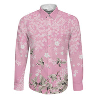 Cranes Sakura Floral Pink Pastel Family Matching Puletasi and Hawaiian Shirt Hawaii Japan Culture - Polynesian Pride