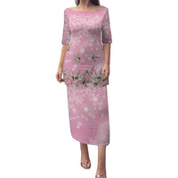 Cranes Sakura Floral Pink Pastel Family Matching Puletasi and Hawaiian Shirt Hawaii Japan Culture - Polynesian Pride