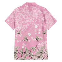 Cranes Sakura Floral Pink Pastel Family Matching Short Sleeve Bodycon Dress and Hawaiian Shirt Hawaii Japan Culture - Polynesian Pride