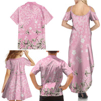 Cranes Sakura Floral Pink Pastel Family Matching Summer Maxi Dress and Hawaiian Shirt Hawaii Japan Culture - Polynesian Pride