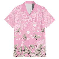 Cranes Sakura Floral Pink Pastel Family Matching Summer Maxi Dress and Hawaiian Shirt Hawaii Japan Culture - Polynesian Pride