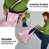 Cranes Sakura Floral Pink Pastel Grocery Bag Hawaii Japan Culture - Polynesian Pride