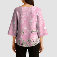Cranes Sakura Floral Pink Pastel Kimono Sleeve Blouse Hawaii Japan Culture LT01 - Polynesian Pride