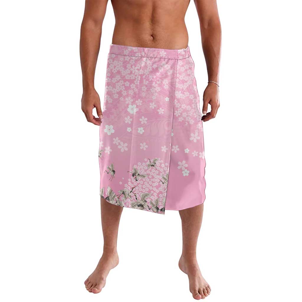 Cranes Sakura Floral Pink Pastel Lavalava Hawaii Japan Culture - Polynesian Pride